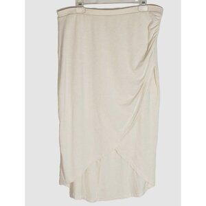 Nin skirt ivory cotton blend high low wrap elastic waist size extra large READ